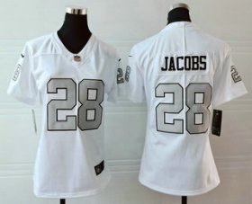 Wholesale Cheap Women\'s Las Vegas Raiders #28 Josh Jacobs White 2016 Color Rush Stitched NFL Nike Limited Jersey