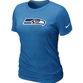 Wholesale Cheap Women\'s Nike Seattle Seahawks Logo NFL T-Shirt Light Blue