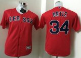 Wholesale Cheap Red Sox #34 David Ortiz Red Cool Base Name On Back Stitched Youth MLB Jersey