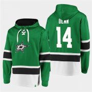 Wholesale Cheap Men's Dallas Stars #14 Jamie Benn Green Ageless Must-Have Lace-Up Pullover Hoodie