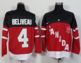 Wholesale Cheap Olympic CA. #4 Jean Beliveau Red 100th Anniversary Stitched NHL Jersey