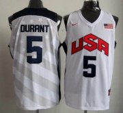 Wholesale Cheap 2012 Olympics Team USA #5 Kevin Durant Revolution 30 Swingman White Jersey