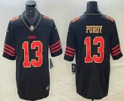 Cheap Men's San Francisco 49ers #13 Brock Purdy Black Gold Fashion Vapor Limited Stitched Jersey