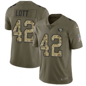 Wholesale Cheap Nike 49ers #42 Ronnie Lott Olive/Camo Men\'s Stitched NFL Limited 2017 Salute To Service Jersey