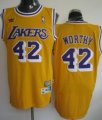 Wholesale Cheap Los Angeles Lakers #42 James Worthy Yellow Swingman Throwback Jersey
