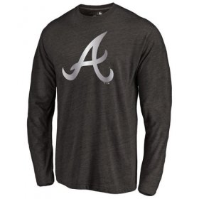 Wholesale Cheap Atlanta Braves Platinum Collection Long Sleeve Tri-Blend T-Shirt Black