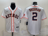 Wholesale Cheap Men's Houston Astros #2 Alex Bregman White With Patch Stitched MLB Cool Base Nike Jersey