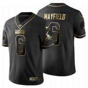 Wholesale Cheap Cleveland Browns #6 Baker Mayfield Men's Nike Black Golden Limited NFL 100 Jersey