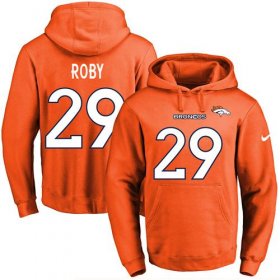 Wholesale Cheap Nike Broncos #29 Bradley Roby Orange Name & Number Pullover NFL Hoodie