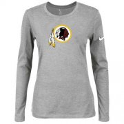 Wholesale Cheap Women's Nike Washington Redskins Of The City Long Sleeve Tri-Blend NFL T-Shirt Light Grey