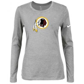 Wholesale Cheap Women\'s Nike Washington Redskins Of The City Long Sleeve Tri-Blend NFL T-Shirt Light Grey
