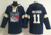 Wholesale Cheap New York Rangers #11 Mark Messier Navy Blue Pullover NHL Hoodie