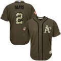 Wholesale Cheap Athletics #2 Khris Davis Green Salute to Service Stitched MLB Jersey