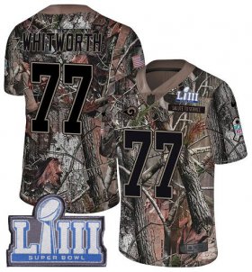 Wholesale Cheap Nike Rams #77 Andrew Whitworth Camo Super Bowl LIII Bound Youth Stitched NFL Limited Rush Realtree Jersey