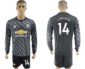 Wholesale Cheap Manchester United #14 Lingard Black Long Sleeves Soccer Club Jersey