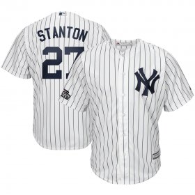 Wholesale Cheap New York Yankees #27 Giancarlo Stanton Majestic 2019 London Series Cool Base Player Jersey White Navy