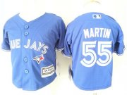 Wholesale Cheap Toddler Blue Jays #55 Russell Martin Blue Cool Base Stitched MLB Jersey