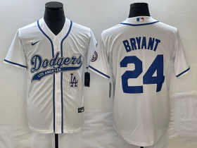 Wholesale Cheap Men\'s Los Angeles Dodgers #24 Kobe Bryant White With Patch Cool Base Stitched Baseball Jersey1