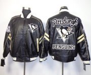 Wholesale Cheap Pittsburgh Penguins NHL Black Leather Jacket