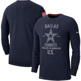 Wholesale Cheap Men\'s Dallas Cowboys Nike Navy 2019 Salute to Service Sideline Performance Long Sleeve Shirt