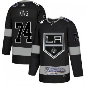 Wholesale Cheap Adidas Kings X Dodgers #74 Dwight King Black Authentic City Joint Name Stitched NHL Jersey