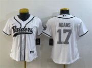 Wholesale Cheap Women's Las Vegas Raiders #17 Davante Adams White Silver With Patch Cool Base Stitched Baseball Jersey(Run Small)