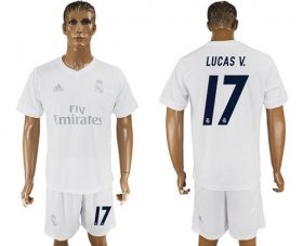 Wholesale Cheap Real Madrid #17 Lucas V. Marine Environmental Protection Home Soccer Club Jersey