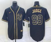 Wholesale Cheap Men's New York Yankees #99 Aaron Judge Black Gold Stitched MLB Cool Base Nike Jersey