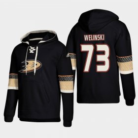 Wholesale Cheap Anaheim Ducks #73 Andy Welinski Black adidas Lace-Up Pullover Hoodie