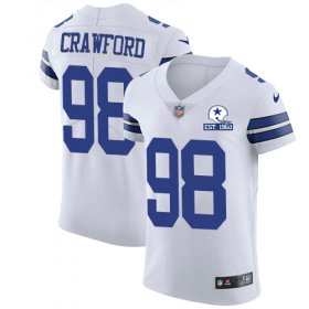Wholesale Cheap Nike Cowboys #98 Tyrone Crawford White Men\'s Stitched With Established In 1960 Patch NFL New Elite Jersey