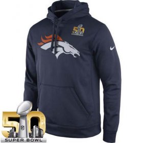 Wholesale Cheap Men\'s Denver Broncos Nike Navy Super Bowl 50 Practice Performance Pullover Hoodie