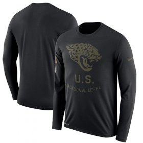 Wholesale Cheap Men\'s Jacksonville Jaguars Nike Black Salute to Service Sideline Legend Performance Long Sleeve T-Shirt