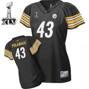 Wholesale Cheap Steelers #43 Troy Polamalu Black Women's Field Flirt Super Bowl XLV Stitched NFL Jersey
