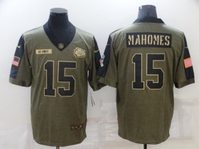 Wholesale Cheap Men\'s Kansas City Chiefs #15 Patrick Mahomes Nike Olive 2021 Salute To Service Limited Player Jersey