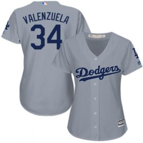 Wholesale Cheap Dodgers #34 Fernando Valenzuela Grey Alternate Road Women\'s Stitched MLB Jersey