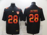 Wholesale Cheap Men's Las Vegas Raiders #28 Josh Jacobs Black Red Orange Stripe Vapor Limited Nike NFL Jersey