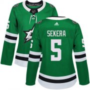 Cheap Adidas Stars #5 Andrej Sekera Green Home Authentic Women's Stitched NHL Jersey