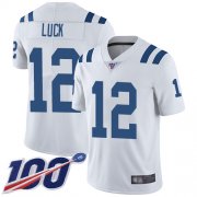 Wholesale Cheap Nike Colts #12 Andrew Luck White Men's Stitched NFL 100th Season Vapor Limited Jersey