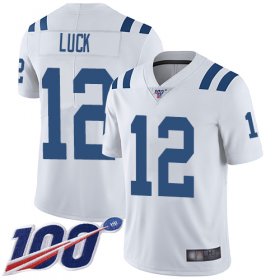 Wholesale Cheap Nike Colts #12 Andrew Luck White Men\'s Stitched NFL 100th Season Vapor Limited Jersey