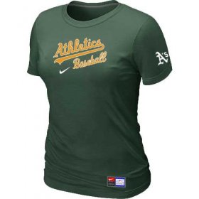 Wholesale Cheap Women\'s Oakland Athletics Nike Short Sleeve Practice MLB T-Shirt Dark Green