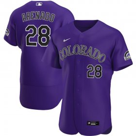 Wholesale Cheap Colorado Rockies #28 Nolan Arenado Men\'s Nike Purple Alternate 2020 Authentic Player MLB Jersey