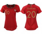 Wholesale Cheap Women's Portugal #20 Quaresma Home Soccer Country Jersey
