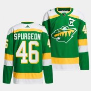 Cheap Men's Minnesota Wild #46 Jared Spurgeon Green 2023-24 Stitched Jersey