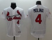 Wholesale Cheap Cardinals #4 Yadier Molina White Fashion Stars & Stripes Flexbase Authentic Stitched MLB Jersey