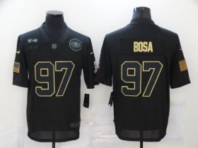 Wholesale Cheap Men\'s San Francisco 49ers #97 Nick Bosa Black 2020 Salute To Service Stitched NFL Nike Limited Jersey