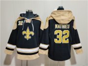 Cheap Men's New Orleans Saints #32 Tyrann Mathieu Black Ageless Must-Have Lace-Up Pullover Hoodie
