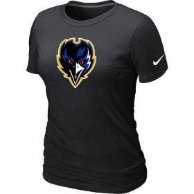Wholesale Cheap Women\'s Baltimore Ravens Team Logo T-Shirt Black