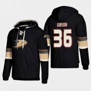 Wholesale Cheap Anaheim Ducks #36 John Gibson Black adidas Lace-Up Pullover Hoodie