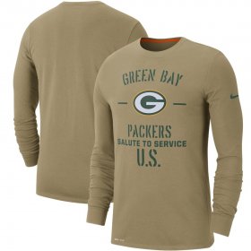 Wholesale Cheap Men\'s Green Bay Packers Nike Tan 2019 Salute to Service Sideline Performance Long Sleeve Shirt
