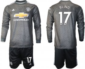 Wholesale Cheap Men 2020-2021 club Manchester united away long sleeve 17 black Soccer Jerseys